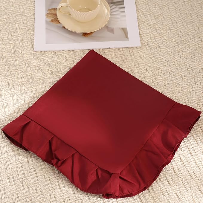 Burgundy Body Pillow Cover 20x54inches Long Pillowcase Ruffled Pillowcases Shabby Chic Ruffled Fringe Decor Body Ruffled Pillow Sham Cute Pillowcase (1 Body, Burgundy)