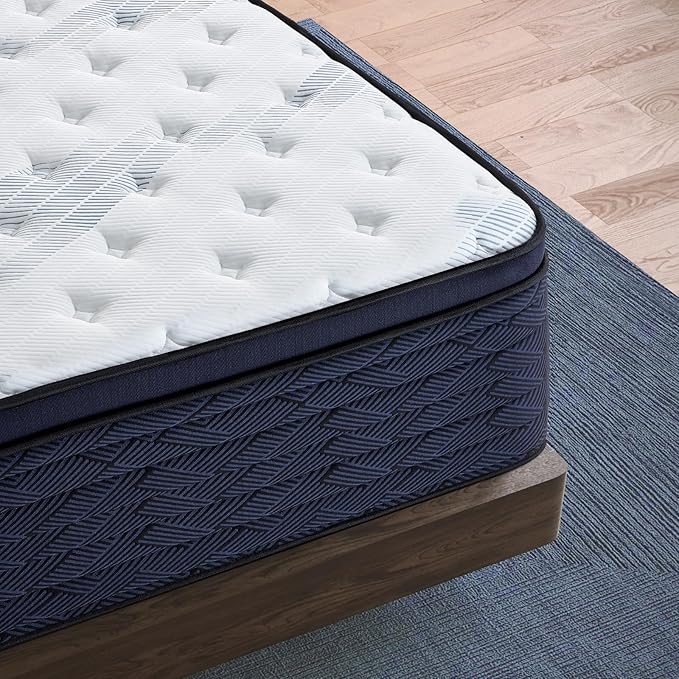 Coolvie 14 Inch Full Mattress, Luxury Euro Top Hybrid with Latex-Enhanced & Gel Foam for Contouring Support — 5-Zone Heavy Duty Springs, Back Relief & Motion Isolation — Hotel-Level Firm Sleep, 54x75