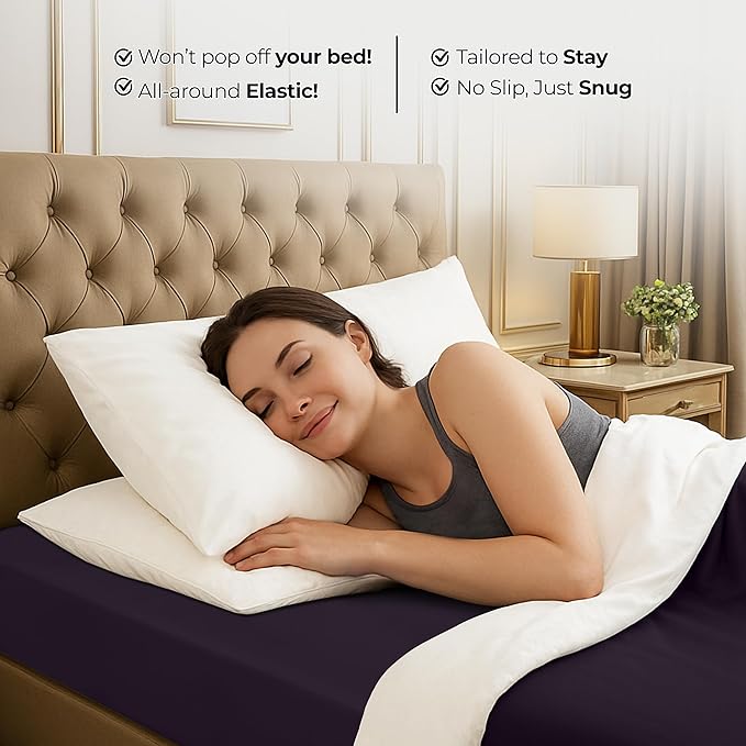 Utopia Bedding Twin Fitted Sheet - Bottom Sheet - Deep Pocket - Soft Microfiber -Shrinkage and Fade Resistant-Easy Care -1 Fitted Sheet Only (Purple)