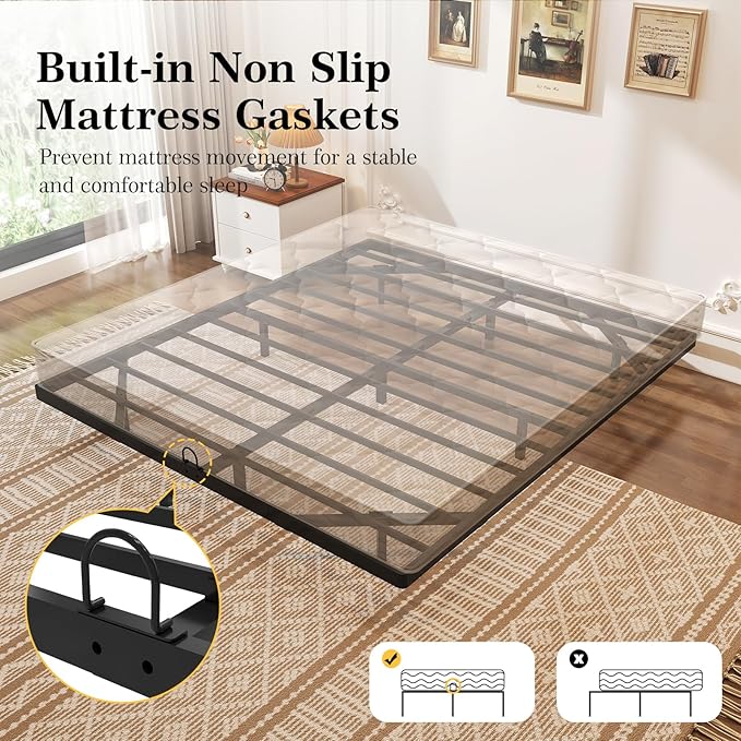 Awesofurni Floating Bed Frame Full Size with Smart LED Lights and Charging Station, Heavy Duty Modern Metal Platform Bed No Box Spring Needed - Easy Assembly and Noise Free