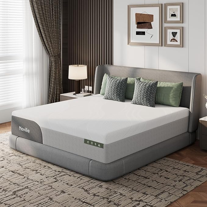 Novilla Queen Mattress 14 Inch, Gel-Infused Bliss Cooling Queen Memory Foam Mattress in a Box with Cool-Touch Nylon Cover, Pain Relief & Spinal Support with CertiPUR-US Certified Foam