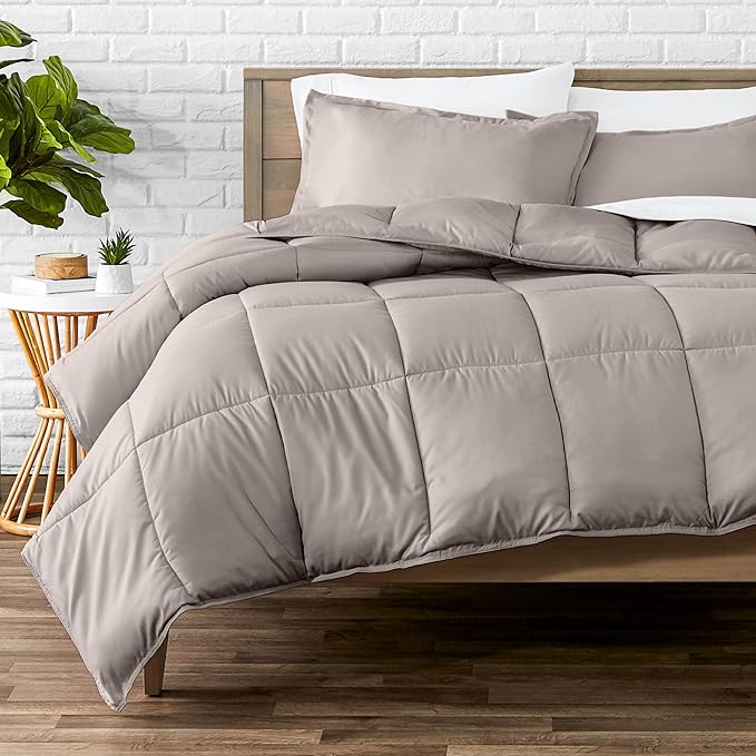 Bare Home Comforter Set - King/California King Size - Ultra-Soft - Goose Down Alternative - Premium 1800 Series - All Season Warmth (King/Cal King, Khaki)