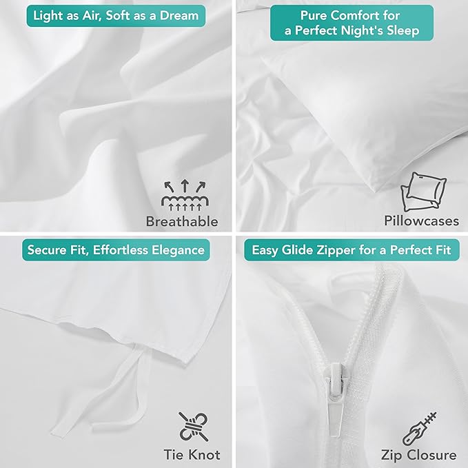 Utopia Bedding Duvet Cover Set with Pillowcases- 2 Pieces Bedding Duvet Cover with Zipper Closure - 1 Duvet Cover with 1 Pillow Sham - Soft Brushed Microfiber (Twin/Twin XL, White)