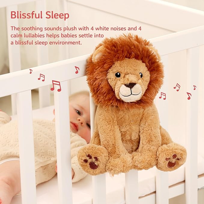 Cloud b Louis Lion Smart Sensor: Portable Baby Sound Machine & White Noise Soother. 8 Calming Lullabies & Nature Sounds. Travel-Ready Infant Sleep Aid & Nursery Registry Essential