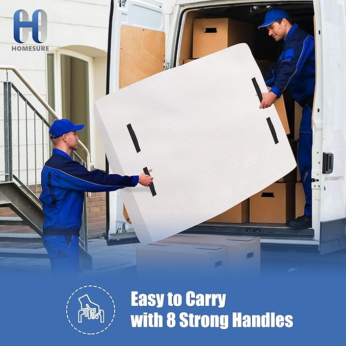 HOMESURE Mattress Bags for Moving and Storage with 8 Handles - Mattress Cover for Moving - Heavy Duty, Strong Zipper Closure, Moving Supplies & Moving Bag - Semi-Transparent, Cali King