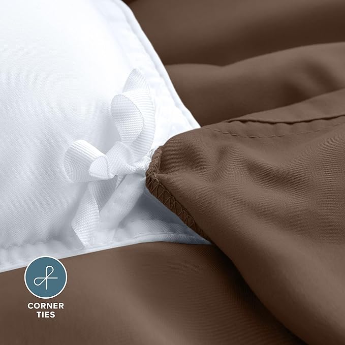 Bare Home Bedding Duvet Cover Queen Size - Premium 1800 Super Soft Collection - Lightweight, Cooling - Soft Breathable Bedding Duvet Cover (Queen, Cocoa)