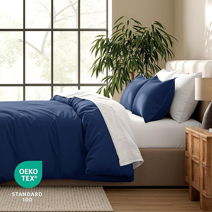 Bare Home Bedding Duvet Cover King Size - Premium 1800 Super Soft Collection - Lightweight, Cooling - Soft Breathable Bedding Duvet Cover (King, Dark Blue)