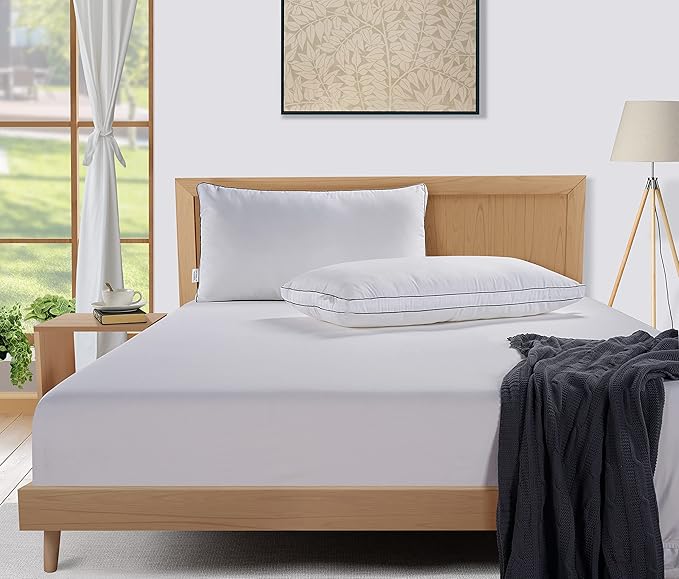LANE LINEN Bed Pillows King Size Set of 2-20"x36" Medium Firm Down Alternative Pillows for Sleeping, Hotel Quality Back Stomach or Side Sleeper King Pillow 2 Pack, Cooling Soft Easy Care - White