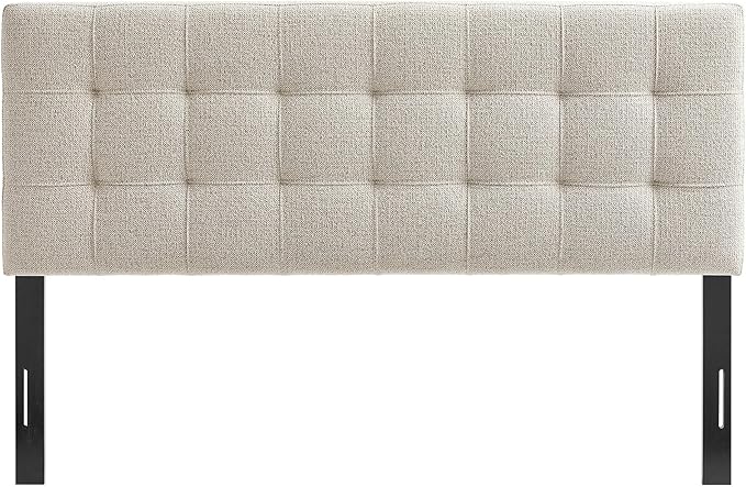 Modway Lily Queen Size Headboard with Biscuit Tufting in Dove - Fabric Upholstery with Padded Design and 5 Height-Adjustable Mounts