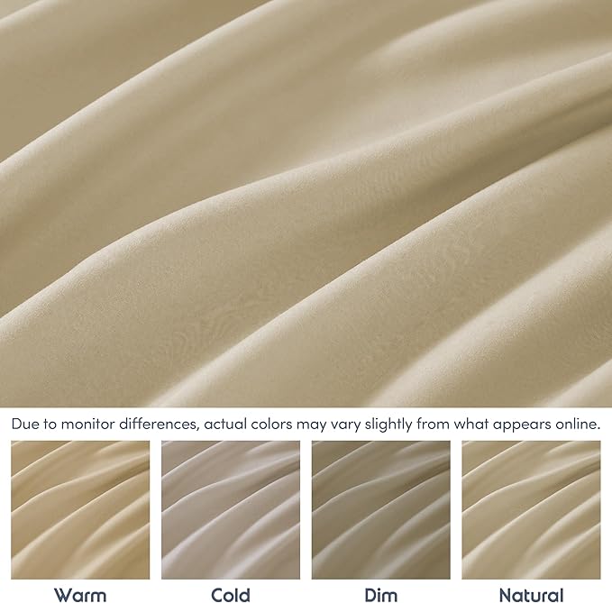 Nestl 4 Pack Beige Cream Fitted Sheet Extra Deep Pocket, Hotel Luxury TwinFitted Sheet Only Easily Fits 18 to 24 Inch Mattress, Super Soft, Wrinkle-Free and Breathable with Corner Straps