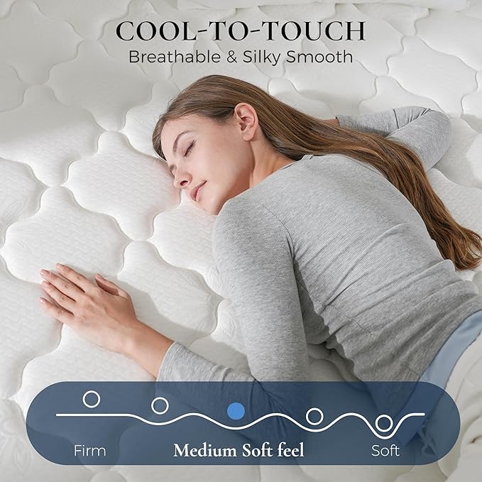 14 Inch Full Size Hybrid Mattress in a Box, Medium Firm Plush Mattress with Memory Foam & Individually Pocketed Springs, Zoned Support, Pressure Relief & Comfort Sleep, CertiPUR-US Certified