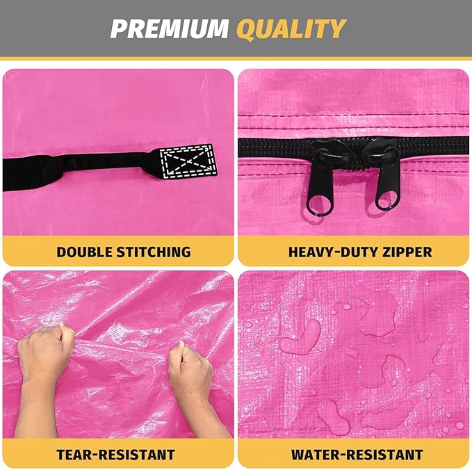 Mattress Bags for Moving and Storage, BETU Twin Mattress Protector Waterproof Mattress Cover with 8 Heavy Duty Handles and Zipper Extra Thick Moving Supplies for Dorm Bed Reusable (77x42x13.5 Pink)
