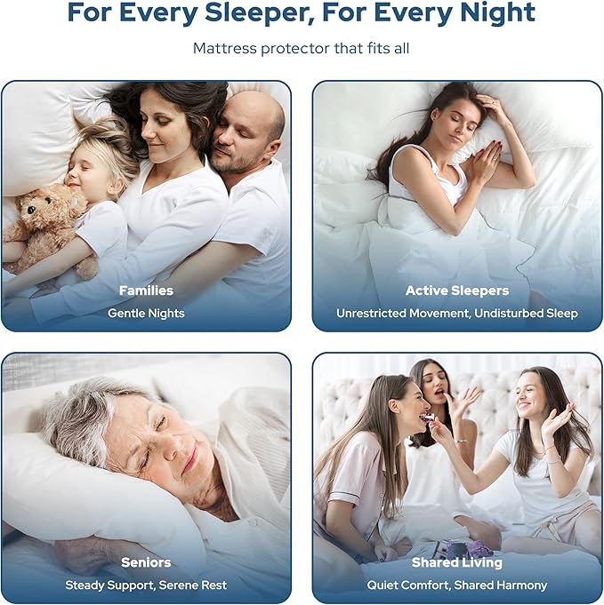 2 Pack Waterproof Mattress Protector, Twin Size Mattress Pad with Deep Pocket Fitted Up to 6-15 inches, Soft Noiseless Single Bed Mattress Cover for Bedroom, Dorm Room