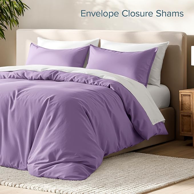 Bare Home Bedding Duvet Cover Queen Size - Premium 1800 Super Soft Duvet Covers Collection - Lightweight & Cooling - Soft Breathable Bedding (Queen, Lavender)