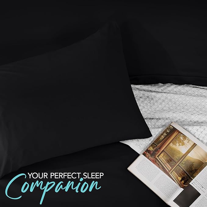 Utopia Bedding Duvet Cover Set with Pillowcases - 3 Pieces Bedding Duvet Cover with Zipper Closure - 1 Duvet Cover with 2 Pillowcases - Soft Brushed Microfiber(Full, Black)