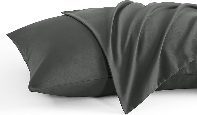 NTBAY Queen Pillow Cases Set of 2, 2 Pack Brushed Microfiber 20x30 Pillow Cases, Soft, Wrinkle, Fade, Stain Resistant Dark Grey Pillow Cases with Envelope Closure, 20x30 Inches, Dark Grey