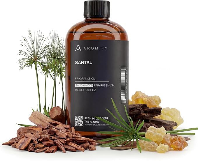 Santal Diffuser Oil, 16.9 FL Oz, 500 mL, Diffuser Fragrance Oil for Home, Bathroom & Office, Aromatherapy Blend of Natural Essential Oil, Sandalwood & Musk Scent.