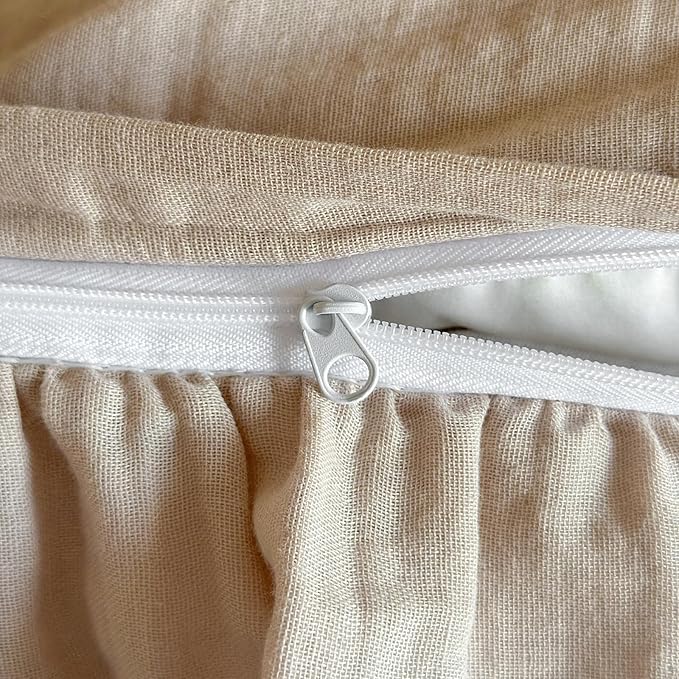 VM VOUGEMARKET Cotton Muslin Duvet Cover Queen Vintage Floral Duvet Cover with Ruffles Soft Linen Like Gauze Comforter Cover with Zip Closure and Corner Ties- 90"x90"