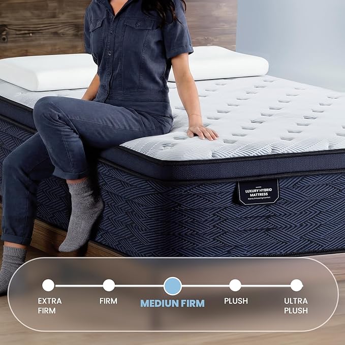 Coolvie 14 Inch Full Mattress, Luxury Euro Top Hybrid with Latex-Enhanced & Gel Foam for Contouring Support — 5-Zone Heavy Duty Springs, Back Relief & Motion Isolation — Hotel-Level Firm Sleep, 54x75