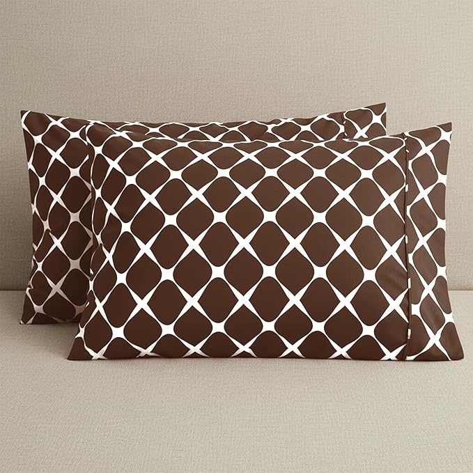 Elegant Comfort Luxury Ultra-Soft 2-Piece Pillowcase Set - 1500 Premium Hotel Quality Microfiber Double Brushed - Wrinkle Resistant, King Size, Bloomingdale Chocolate Brown