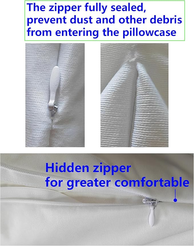 Waterproof Pillow Protectors Queen 20x28 Inches 8 Pack with Zipper Dust Proof Moisture Proof Sweat Proof Pillow Case Cover Protector Soft Cozy White (8 Pack, 28" x 20" Queen)