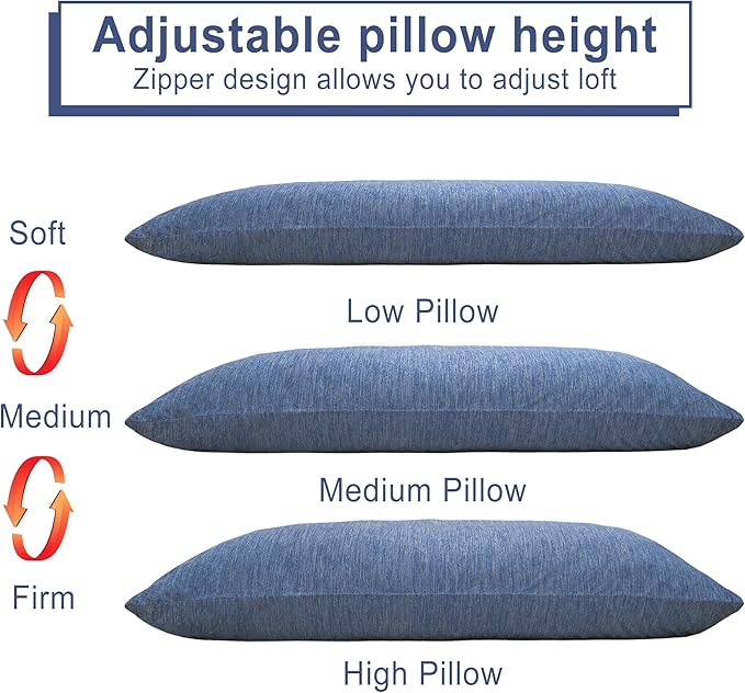 DWCN Memory Foam Body Pillow – Cooling Breathable & Supportive Full Length Pillow for Side Sleepers, Pregnancy, Leg & Back Pain Relief, 20x54 Inch Blue