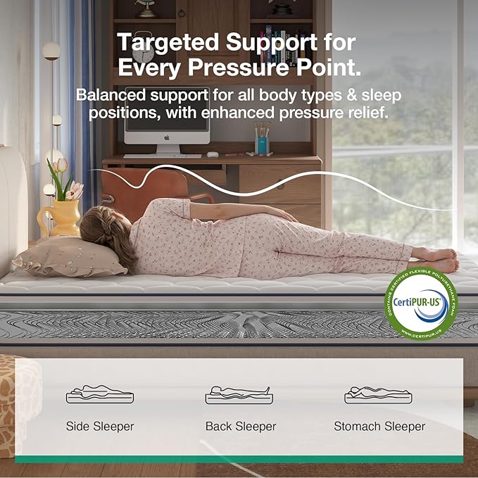 Novilla Twin XL Mattress 8 inch, Hybrid Twin Mattress XL for Kids, Cool Comfort Sleep, Steel Coils for Durable Support, CertiPUR-US Certified Foam, Youth/Guest Rooms, Mattress in a Box