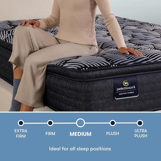 Serta Perfect Sleeper X - Lexton 14.25" Medium Pillow Top Twin XL Quilted Hybrid Mattress - 5 Support Zones and Cooling Tech for a Restorative Sleep - 100 Night Trial, CertiPUR-US Certified