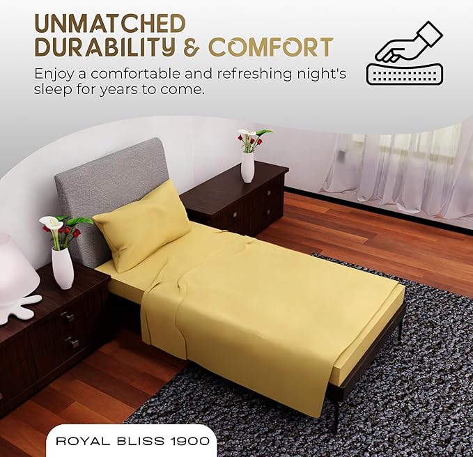 Twin Bedding Sets - 3-Pcs Set - Deep Pockets - Cooling Sheets - Soft & Cozy Twin Size Sheets - Comfortable Bed Sheets for Bedroom (Gold)