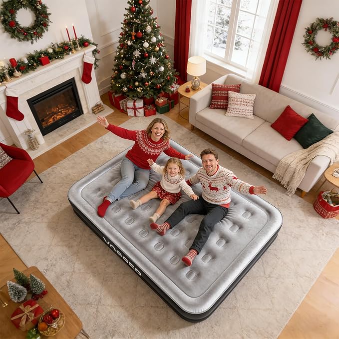 VOSSER Air Mattress Queen with Built in Pump,Updated Blow Up Mattress in 3 Mins,18'' Raised Self Inflatable Mattress,Portable Airbed for Home,Floor&Camping,Queen Size Air Matress for Adults,660LB Max