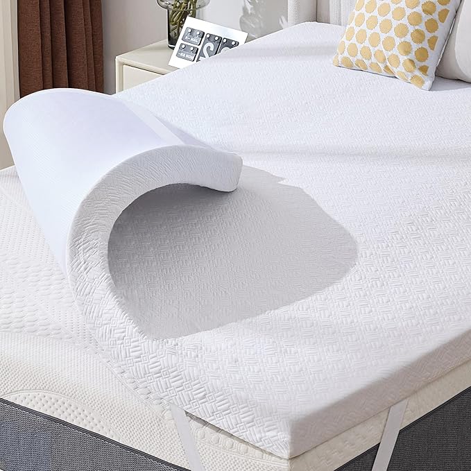BDEUS 3 Inch Memory Foam Mattress Topper Twin XL Size for College Dorm Room, Soft Mattress Pad for Back Pain Relief, Bed Topper with White Cover, CertiPUR-US Certified