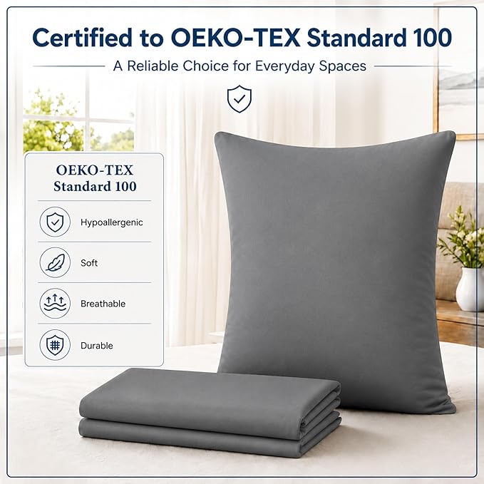 ZPECC Pillow Cases Standard Size Set of 12, 20x26 Envelope Closure Pillowcases, Soft Plain Brushed Microfiber Covers Hypoallergenic Breathable, Gray