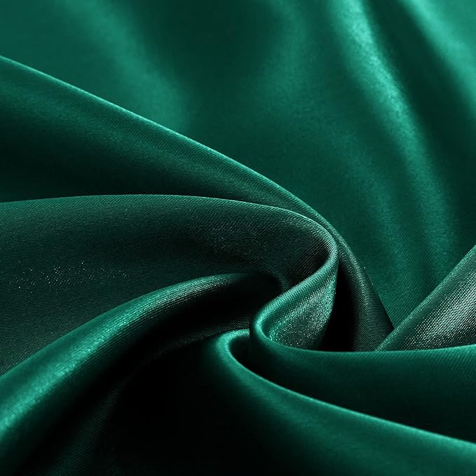 Homiest 4pcs Satin Sheets Set Luxury Silky Satin Bedding Set with Deep Pocket, 1 Fitted Sheet + 1 Flat Sheet + 2 Pillowcases (Cal King Size, Blackish Green)