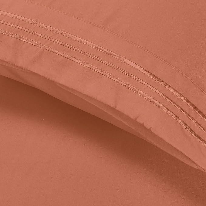 Elegant Comfort Luxury Ultra-Soft 2-Piece Pillowcase Set - 1500 Premium Hotel Quality Microfiber Double Brushed - Wrinkle Resistant, King Size, Coral