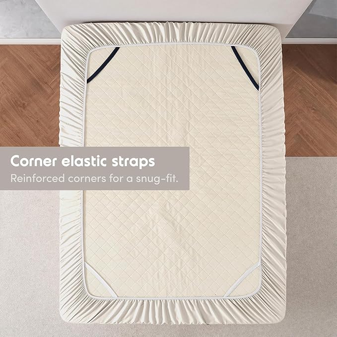 Nestl 4 Pack Linen Fitted Sheet Extra Deep Pocket, Hotel Luxury TwinFitted Sheet Only Easily Fits 18 to 24 Inch Mattress, Super Soft, Wrinkle-Free and Breathable with Corner Straps