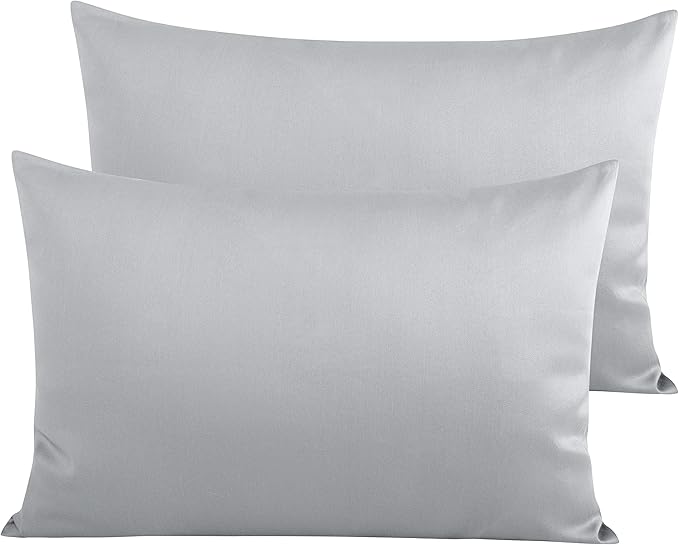 NTBAY Egyptian Cotton Queen Pillowcases - Set of 2, 500 Thread Count Cotton Pillowcases - Soft and Breathable Envelope Closure Pillow Cases - 20x30 Pillow Covers for Bed, Light Grey