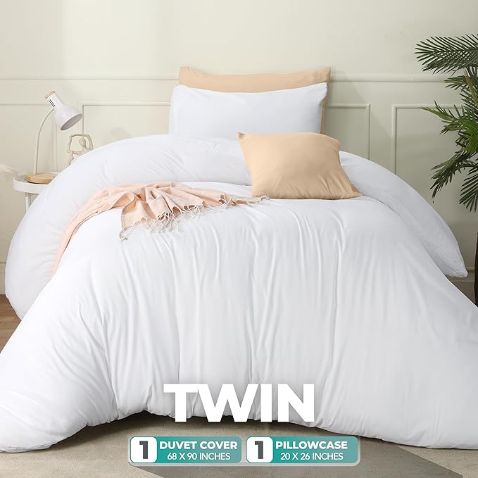 Utopia Bedding Duvet Cover Set with Pillowcases- 2 Pieces Bedding Duvet Cover with Zipper Closure - 1 Duvet Cover with 1 Pillow Sham - Soft Brushed Microfiber (Twin/Twin XL, White)
