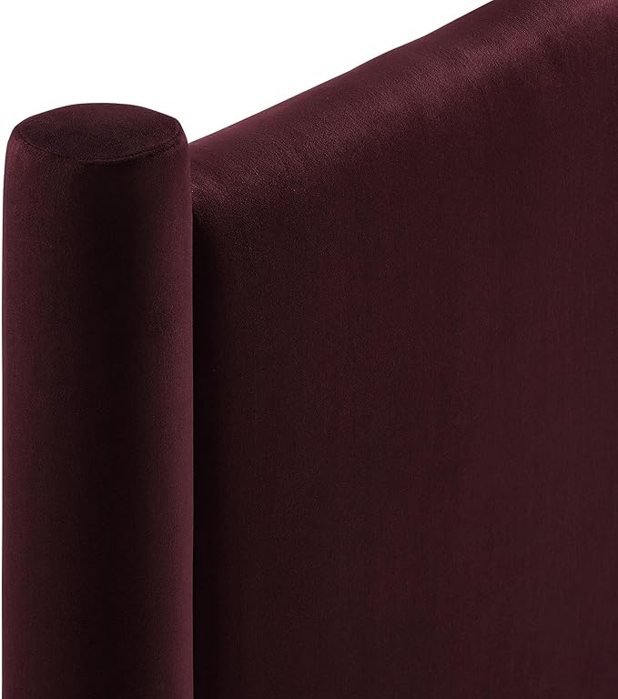 Modway Rael King Upholstered Headboard with Pillars in Mulberry – Velvet Headboard – Stain-Resistant Performance Velvet Headboard for King Size Beds
