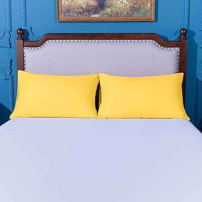 NTBAY King Pillowcase Set - 2 Pack Brushed Microfiber 20x36 Pillowcases - Soft, Wrinkle-Free, Fade-Resistant, Stain-Resistant, Yellow Pillowcases with Envelope Closure - 20x36 Inches, Yellow