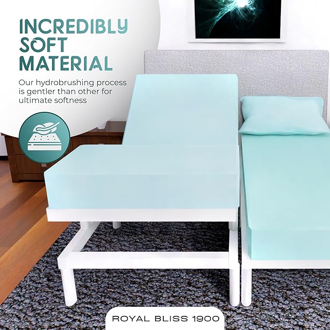 Split California King Sheets Sets - 5 Pcs Set - Split California King Sheets for Adjustable Bed Cal King Split Sheets Sets for Adjustable Bed California King Split Sheets (Aqua)