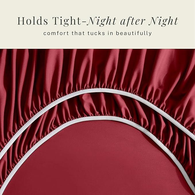 Hearth & Harbor Bed Linen Set - King Size, 6 Piece, Extra Deep Pocket, Burgundy, Microfiber