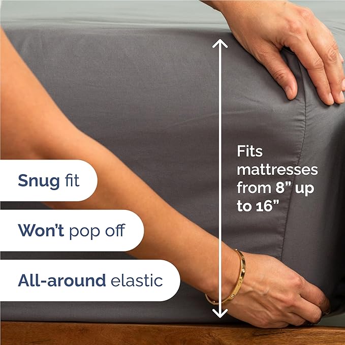 Full 6 Piece Sheet Set - Comfy, Breathable & Cooling - Hotel Luxury Bedding for Women, Men, Kids, Teens & Children - 1 Flat & 1 Fitted Sheet & 4 Pillowcases w/ Deep Pockets - Wrinkle Free - Dark Grey