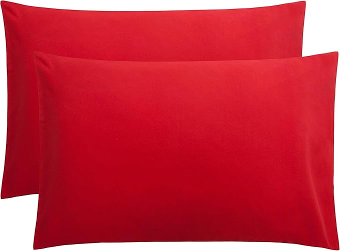 FLXXIE Pillow Cases Queen, Soft Microfiber Pillow Covers with Envelope Closure, Wrinkle Resistant Pillowcases, 2 Piece Set, 20x30, Red