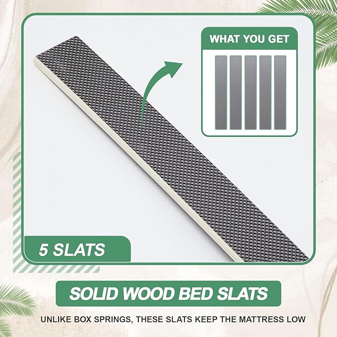 Sintuff 5 Pack Wooden Slats Bed Slats Replacement for Twin, Full, Queen Size Slatted Metal Bed Frame Sofa Under Mattress Support Foundation Platform Repair Parts, Easy Assembly, 29.3" x 0.39" x 2"