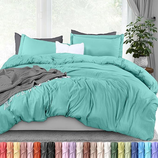 Utopia Bedding Duvet Cover Full Size - 3 Piece with Zipper Closure - 1 Comforter Cover 80X90 Inches & 2 Pillow Shams 20X26 Inches (Spa Blue) Comforter Not Included
