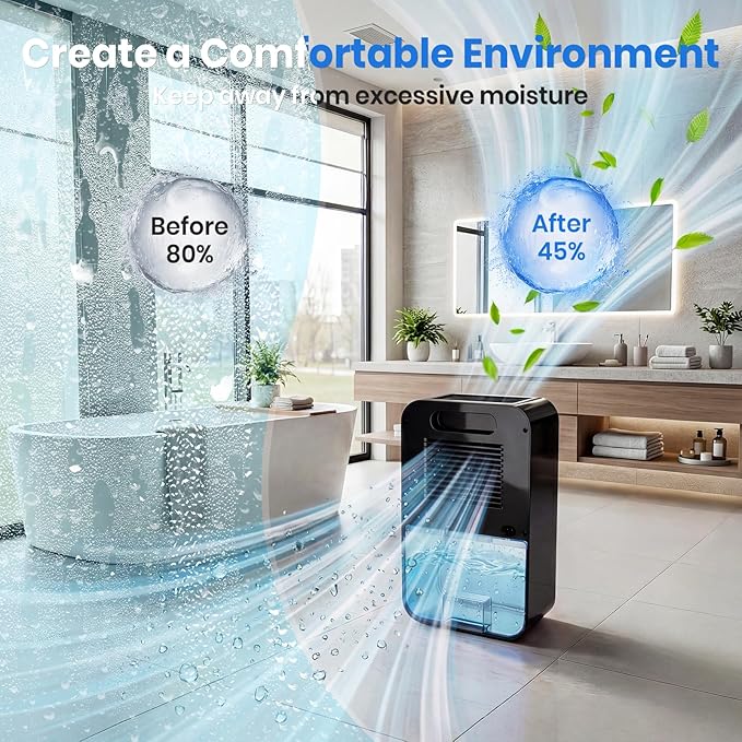 Dehumidifier,128oz Visible Water Tank 1000 sq.ft Dehumidifier for Home – Quiet Portable Unit with 24-Hour Timer, Auto Shut-off, Sleep Mode & 7-Color Night Light for Bathroom, Bedroom, Basement, RV