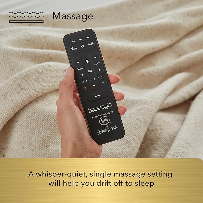 Serta baselogic Level 3 Adjustable Base Bed Frame - King - Head & Foot Adjustability, Wireless Remote, Zero-Gravity and 3 Memory Presets, Single Massage Setting, and USB A&C Charging Ports