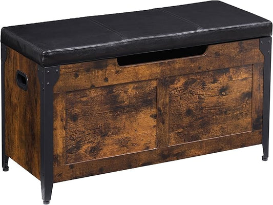 GarveeHome 39.4 in Storage Chest, Wooden Storage Bench with Safety Hinges, Easy Assembly, Large Shoe Bench for Entryway, Living Room, Bedroom