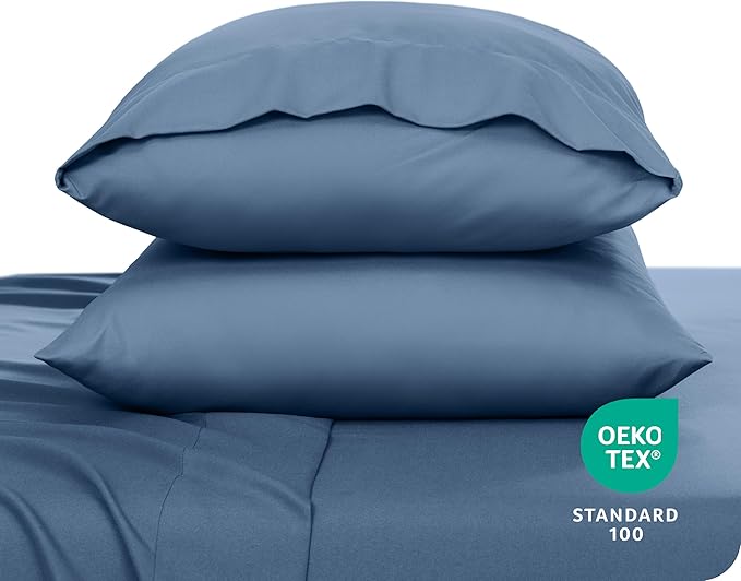 Bare Home Microfiber Pillow Cases - Queen Size Set of 2 - Cooling Pillowcases - Double Brushed - Easy Care - Envelope Closure (Queen Pillowcase Set of 2, Coronet Blue)