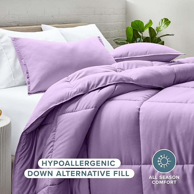 Bare Home Comforter Set - Oversized Queen Size - Ultra-Soft - Goose Down Alternative - Premium 1800 Series - All Season Warmth (Oversized Queen, Lavender)